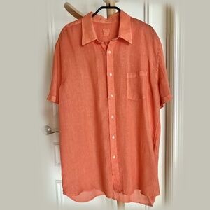 120% LINO SHORT SLEEVE REGULAR FIT MEN SHIRT ORANGE SIZE: XL